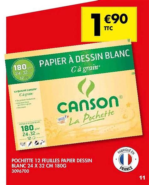 Offre Pochette Feuilles Papier Dessin Blanc X Cm G Chez