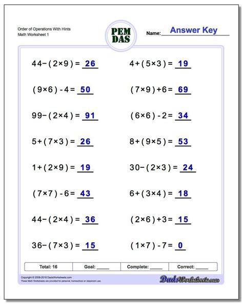 8th Grade Order Of Operations