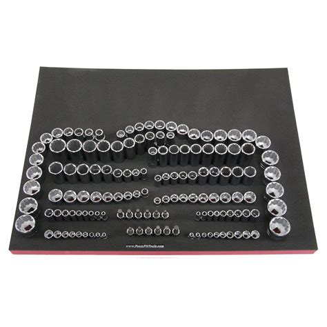 Foam Organizer Kits Including Sockets, Drive Tools, and Wrenches