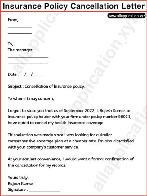 How To Write An Insurance Cancellation Letter 5 Samples