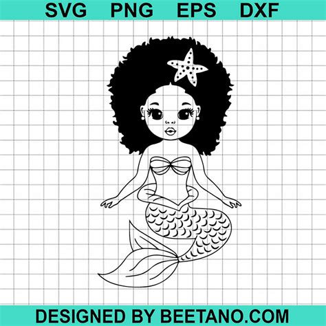 Black Little Mermaid SVG, Black Baby SVG, Afro Mermaid SVG, Little ...