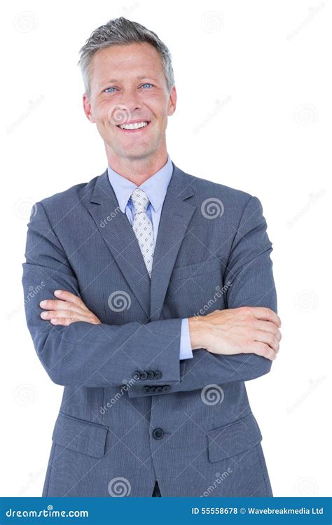 Smiling Businessman With Arms Crossed Stock Photo Image Of Caucasian