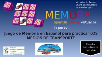 Spanish Digital Memory Game Practica Medios De Transporte Pptx