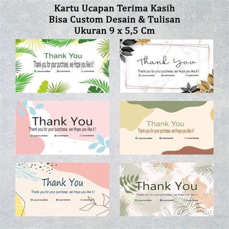 100 Pcs Kartu Olshop Kartu Ucapan Terima Kasih Thank You Card