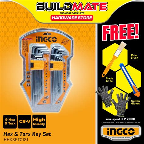 Buildmate Ingco Pcs Hex And Torx Key Set Extra Long Arm For Hand