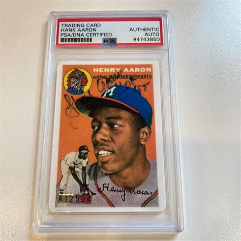 Topps Hank Aaron Rc Signed Porcelain Baseball Card Psa Dna Hof