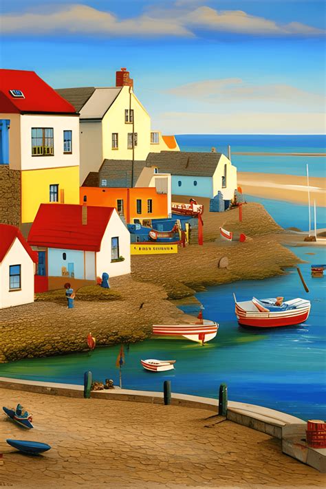 Beautiful Painting of a Seaside Village · Creative Fabrica