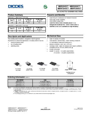 MBR2045 Datasheet PDF Diodes Incorporated 35V 20A Schottky