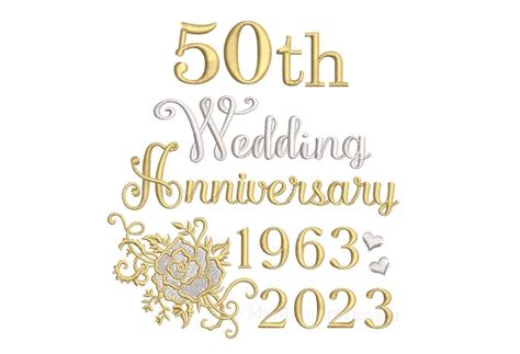 Th Wedding Anniversary Template Design Golden Wedding Hearts