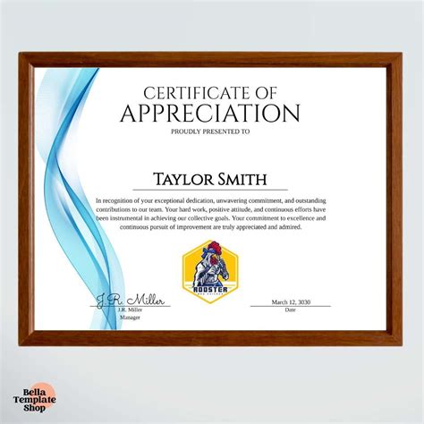 Employee Appreciation Certificate - Bella Template Shop