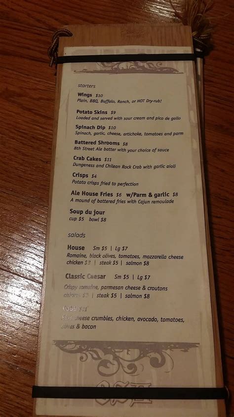 Menu at 8th Street Ale House pub & bar, Hoquiam