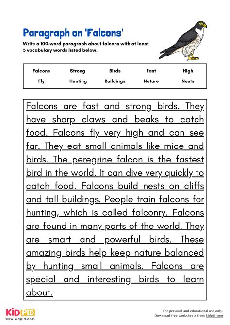Paragraph on 'Falcons' - Kidpid