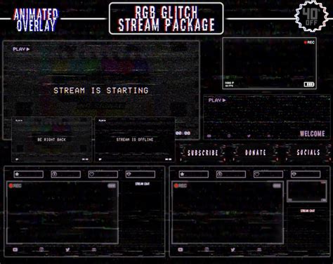 Animated Rgb Glitch Stream Overlay Full Package Retro Tv Crt Animated Screens Alerts