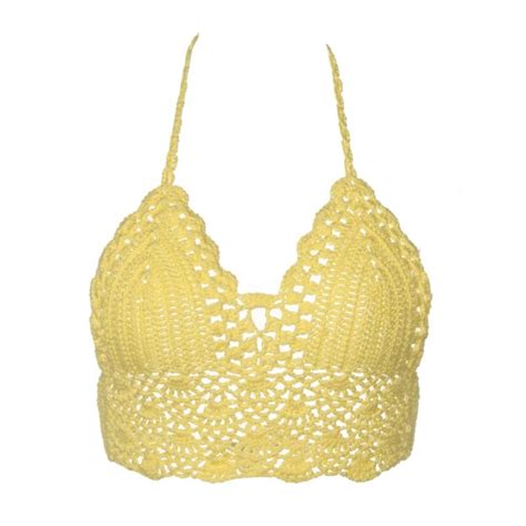 Sexy Women Bikini Crop Top Crochet Boho Beach Bralette Halter Cami