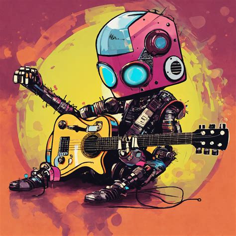 Lexica Punk Rocker As A Robot Playing Guitar Abstract Illustration