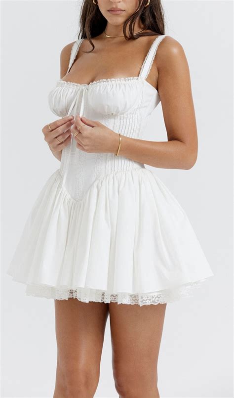 White Lace Corset Mini Dress Blingmyfriend