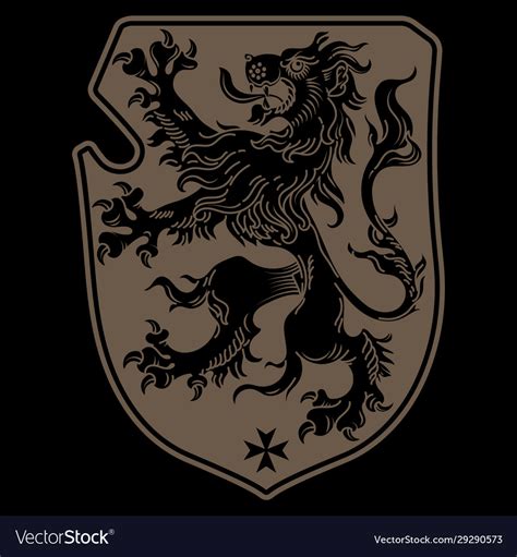 A medieval heraldic coat arms lion Royalty Free Vector Image