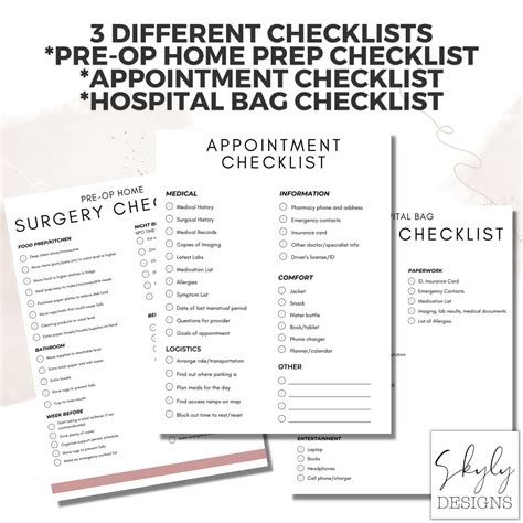 Surgery Checklist Pre-op Checklist Doctor's Appointment Checklist ...