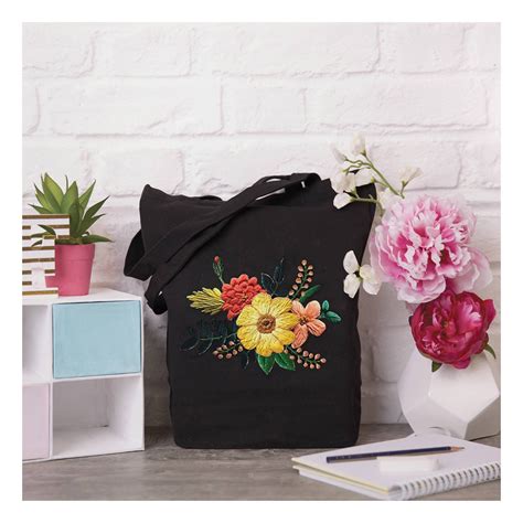 Black Embroidery Tote Bag Kit Hobbycraft