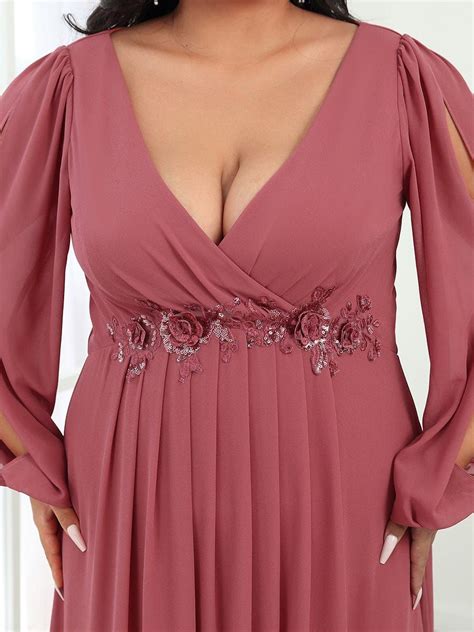 Stylish Plus Size Chiffon Formal Evening Dresses With Long Lantern