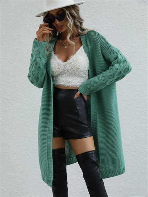 Shein Lune Cable Knit Drop Shoulder Duster Cardigan Shein Uk