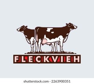 Fleckvieh Cow Logo Silhouette Dairy Milk Stock Vector Royalty Free