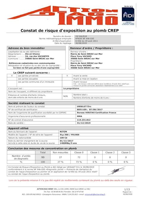 Pdf Constat De Risque Dexposition Au Plomb Crep