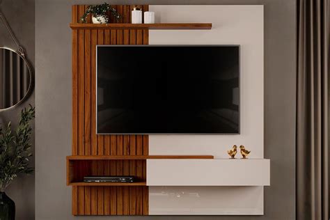 Painel Home P Tv At Polegadas Tito Ripado C Prateleira X Cm