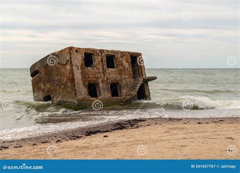 Abandoned Buildings on the Seashore in the Water. War Ruins Decomposing ...