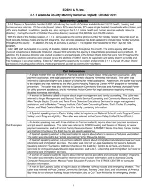 Fillable Online Monthly Narrative Report October Eden I R