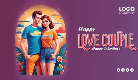 Banner Casal Apaixonado Feliz Dia Dos Namorados Conceito Jovem Homem