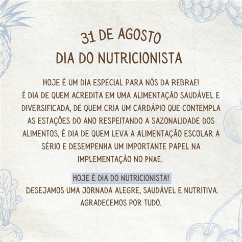 Feliz Dia Do Nutricionista Rebrae