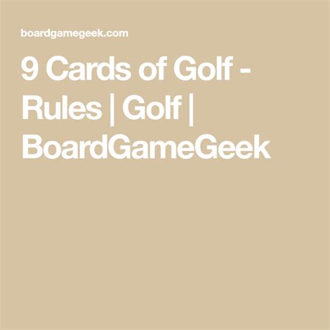 Rules for the card game golf