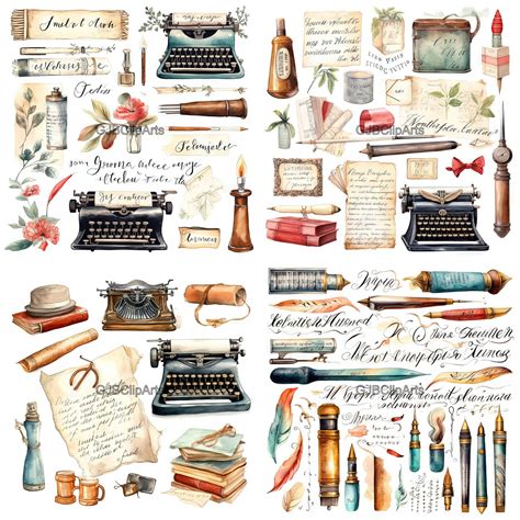 Vintage Old Handwriting and Script Fonts Collection ,digital Clipart ...