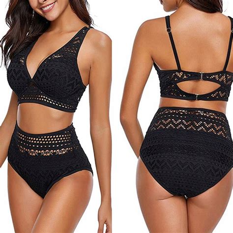 STRÓJ KĄPIELOWY BIKINI WYSOKI STAN KORONKA BOHO 12544300912 oficjalne archiwum Allegro