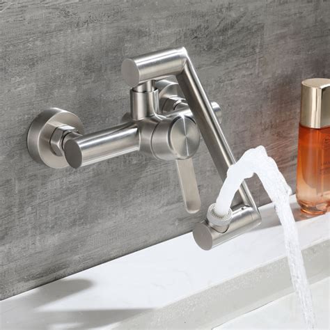 Wall Mounted Universal Kitchen Hot And Cold Faucet Washing Basin Balcony Laundry Tub Stainless