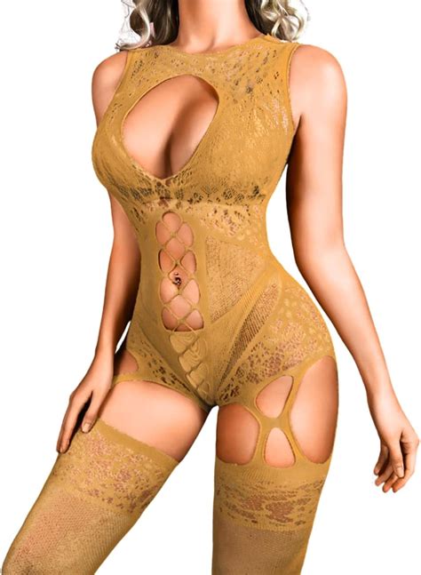 Amazon Ehsuyab Women Body Stockings Sexy Exotic Dancer Fishnets Lingerie Glow Party