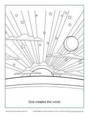 God Created the World Coloring Page