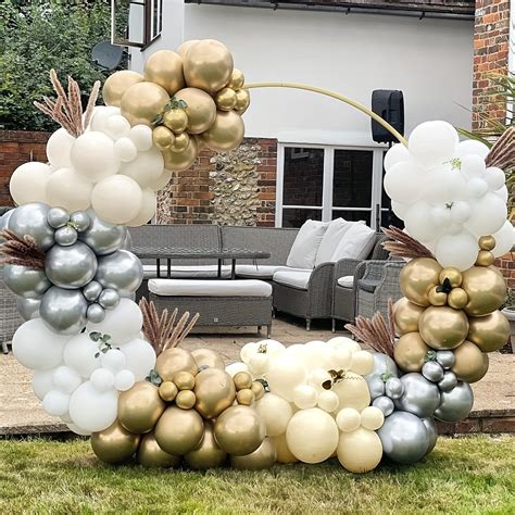 St Ck Wei Gold Silber Ballon Girlanden Bogen Set Latex Ballons