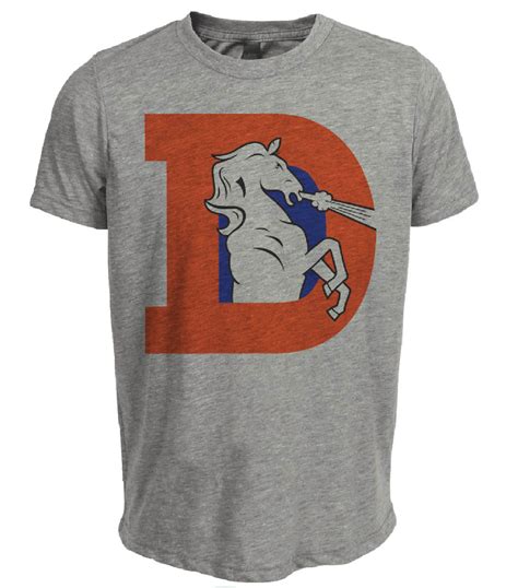 Denver Broncos Retro Football 1970 Artwork Heather Gray Sublimated T ...