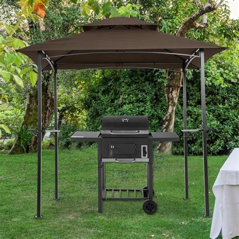 Bayfeve 8 Ft X 5 Ft Outdoor Grill Gazebo Rectangle Brown Metal