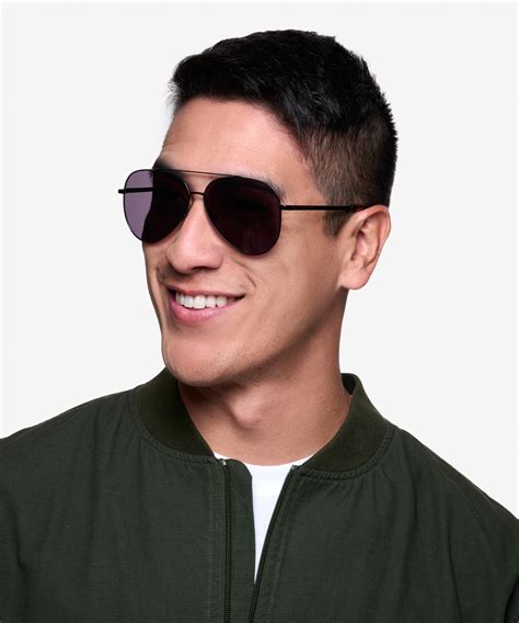 Flier Aviator Black Frame Sunglasses For Men Eyebuydirect