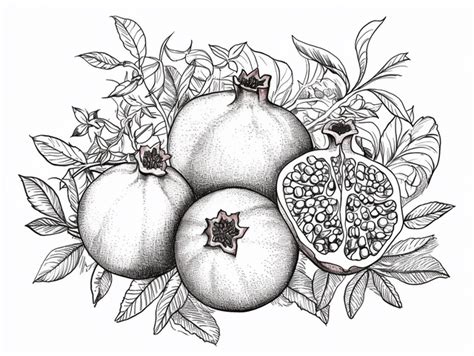 Drawing Of A Pomegranate, Coloring Page Pomegranate Fruit PNG ...