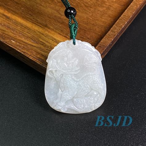 Natural Grade A Jade Dragon Kylin Necklace Green Jade Ice Etsy