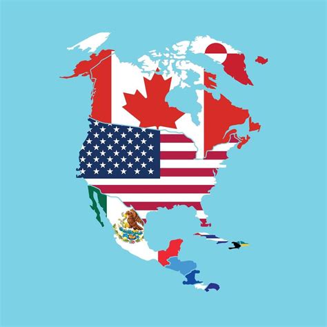 Map of the world with flag and map of North America. illustration ...