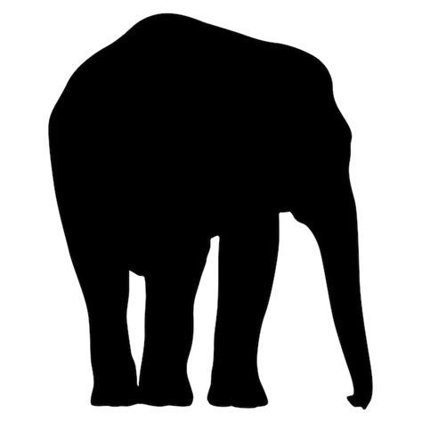 Silhouette großer afrikanischer elefant auf weißem hintergrund