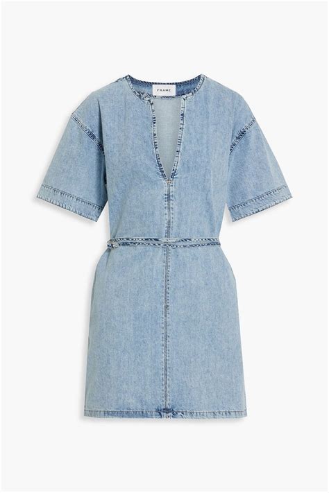 Frame Belted Denim Mini Dress The Outnet