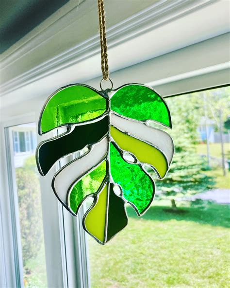 Monstera Leaf Stained Glass Etsy