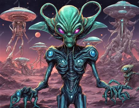 Alien Criatura Desconocida Ovni Civilización Extraterrestre Forma De Vida Humanoide Universo