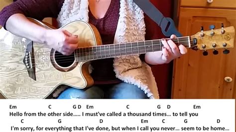 Hello Adele Guitar Tutorial Lyrics Chords Cover Easy Youtube